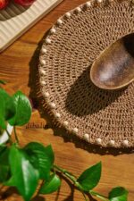 رومیزی رافیا اطلس دل چوب نسکافه ای - تصویر 4