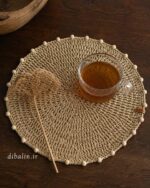 رومیزی رافیا اطلس دورچوب کرم - تصویر 3